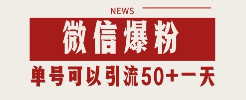 微信爆粉，私域暴力引流打法日引千粉 单号日进50+【揭秘】-非常互娱