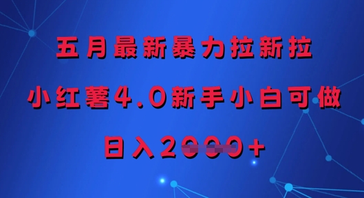 五月最新暴力拉新拉，小红薯4.0新手小白可做，日入多张-非常互娱