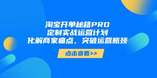 （14642期）淘宝开单秘籍PRO，定制实战运营计划，化解商家痛点，突破运营瓶颈-非常互娱
