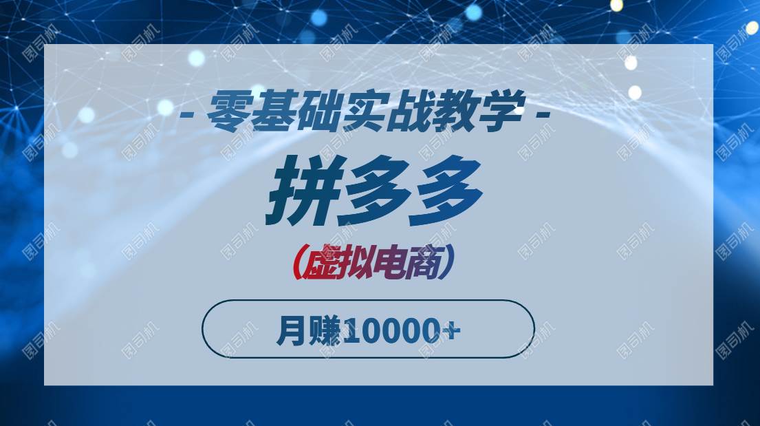 （14880期）拼多多虚拟电商，零基础实战教学，快速打爆商品，新手也能月入10000+-非常互娱