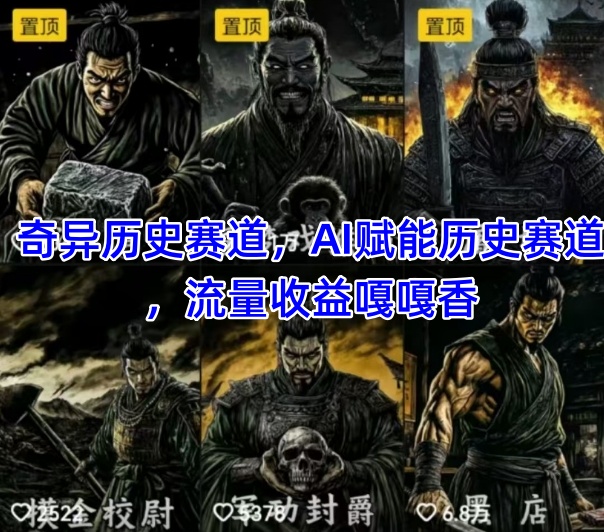 抖音奇异历史赛道，AI赋能历史赛道，流量收益嘎嘎香，狂撸伙伴计划-非常互娱