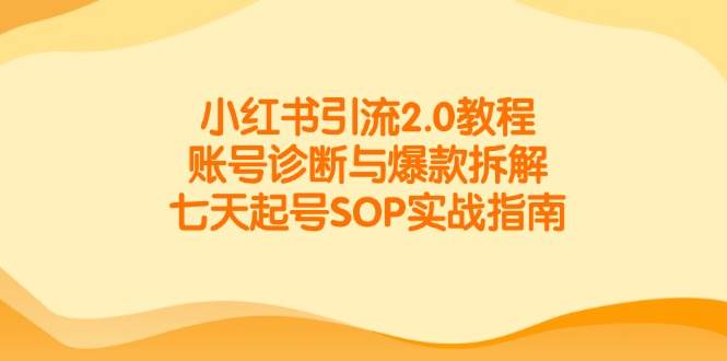 （14981期）小红书引流2.0教程，账号诊断与爆款拆解，七天起号SOP实战指南-非常互娱