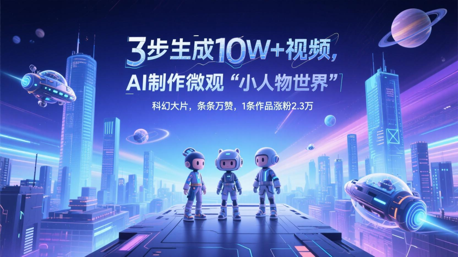 三步生成10W+视频，AI制作微观“小人物世界”科幻大片，条条万赞，1条作品涨粉2.3万-非常互娱