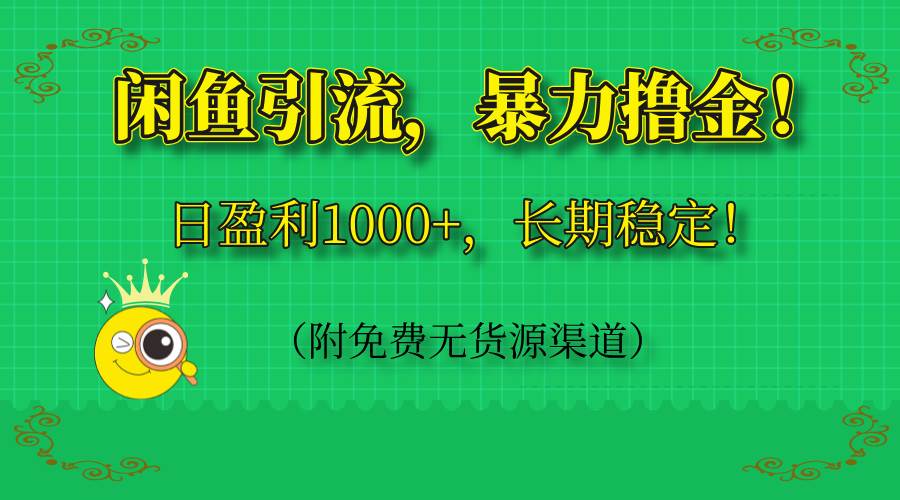 （14647期）闲鱼引流，暴力撸金，日盈利1000+，长期稳定！（附免费无货源渠道）-非常互娱