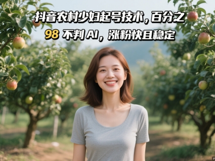 抖音农村少妇起号技术，百分之98不判AI，涨粉快且稳定-非常互娱