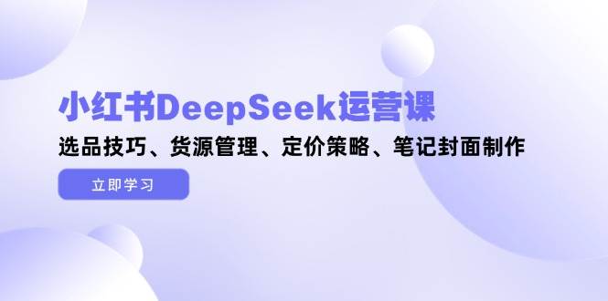 小红书DeepSeek运营课，选品技巧、货源管理、定价策略、笔记封面制作-非常互娱