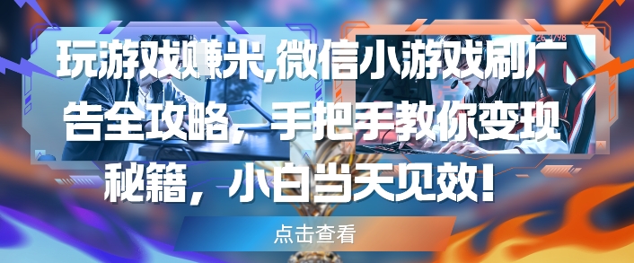 玩游戏挣米，微信小游戏刷广告全攻略，手把手教你变现秘籍，小白当天见效-非常互娱