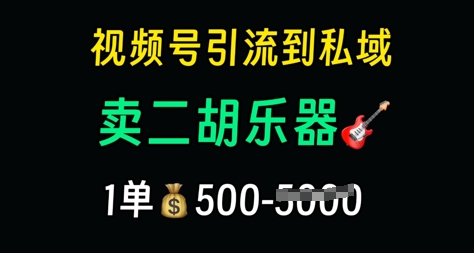 视频号引流到私域卖二胡乐器，1单利润5张，长期稳定项目-非常互娱