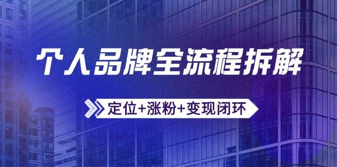 （14799期）个人品牌全流程拆解：定位+涨粉+变现闭环，微信生态运营与资源整合-非常互娱